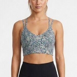 Sage Collective XS Floral Longline Sports Bra Double Strap Yoga Crop Top Multi